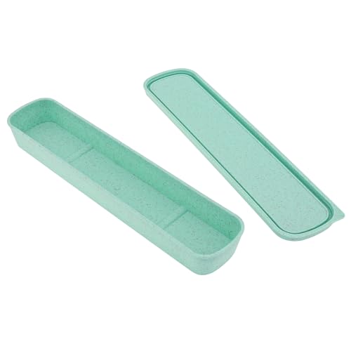 OriGlam 1pcs Portable Flatware Box Travel Tableware Storage Case Box, Utensil Case Flatware Storage Box for Cutlery Kit, 9.84 x 2.40 inch (Green) - Image 1