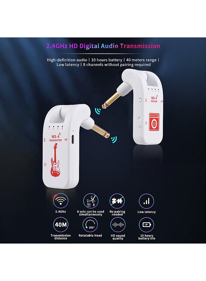 2.4G Wireless Guitar System Rechargeable Guitar Transmitter Receiver Set  - Image 4