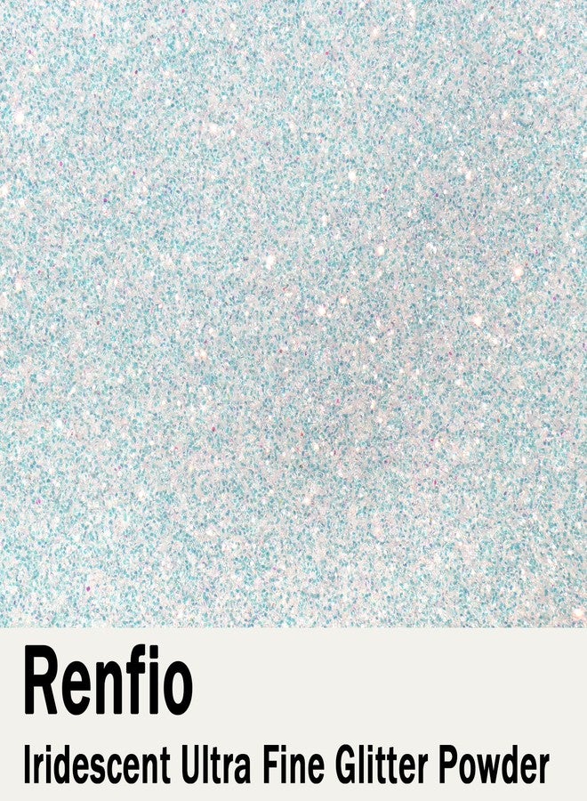 Renfio Iridescent Ultra Fine Glitter Powder Resin Supplies Glitters 1.94 Oz (55g) PET Flake Crafts Sequins 1/128" 0.008" 0.2mm Epoxy Chips Flakes for Tumbler Slime Olympic Decorations - Colorful White - Image 2