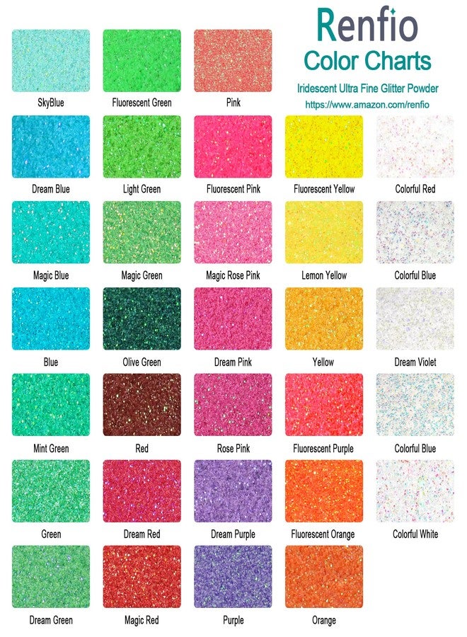 Renfio Iridescent Ultra Fine Glitter Powder Resin Supplies Glitters 1.94 Oz (55g) PET Flake Crafts Sequins 1/128" 0.008" 0.2mm Epoxy Chips Flakes for Tumbler Slime Olympic Decorations - Colorful White - Image 3