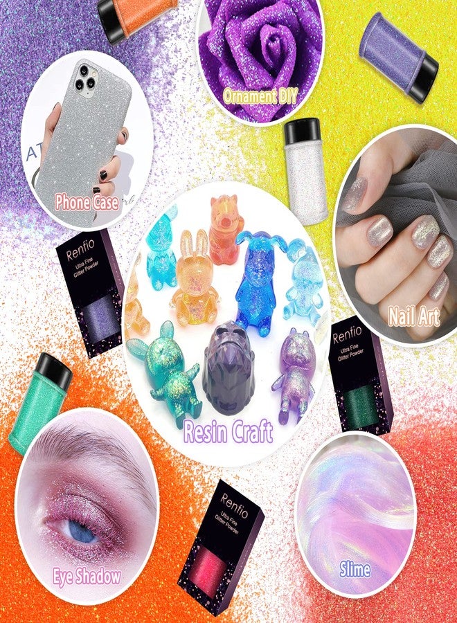 Renfio Iridescent Ultra Fine Glitter Powder Resin Supplies Glitters 1.94 Oz (55g) PET Flake Crafts Sequins 1/128" 0.008" 0.2mm Epoxy Chips Flakes for Tumbler Slime Olympic Decorations - Colorful White - Image 5