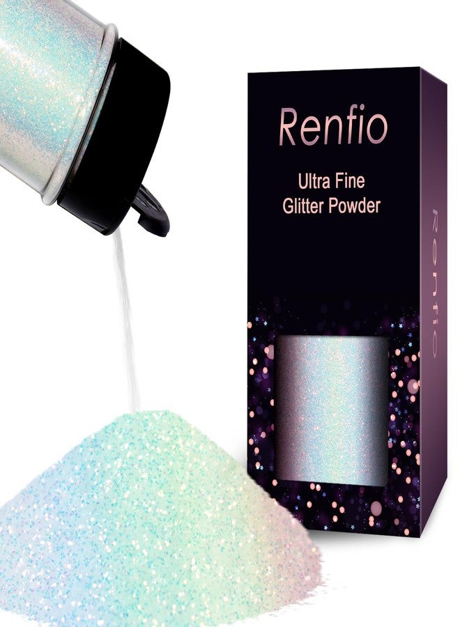 Renfio Iridescent Ultra Fine Glitter Powder Resin Supplies Glitters 1.94 Oz (55g) PET Flake Crafts Sequins 1/128" 0.008" 0.2mm Epoxy Chips Flakes for Tumbler Slime Olympic Decorations - Colorful White - Image 1