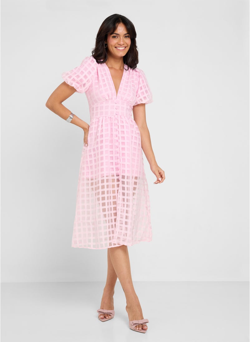 ELLA Puff Sleeve Dress  - Image 4