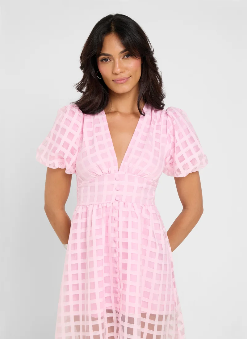ELLA Checkered Midi Dress
