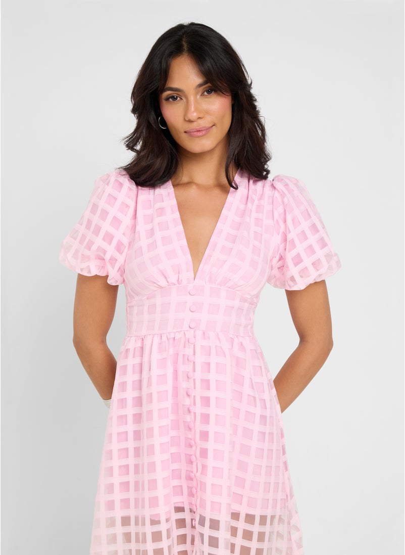 ELLA Puff Sleeve Dress  - Image 3
