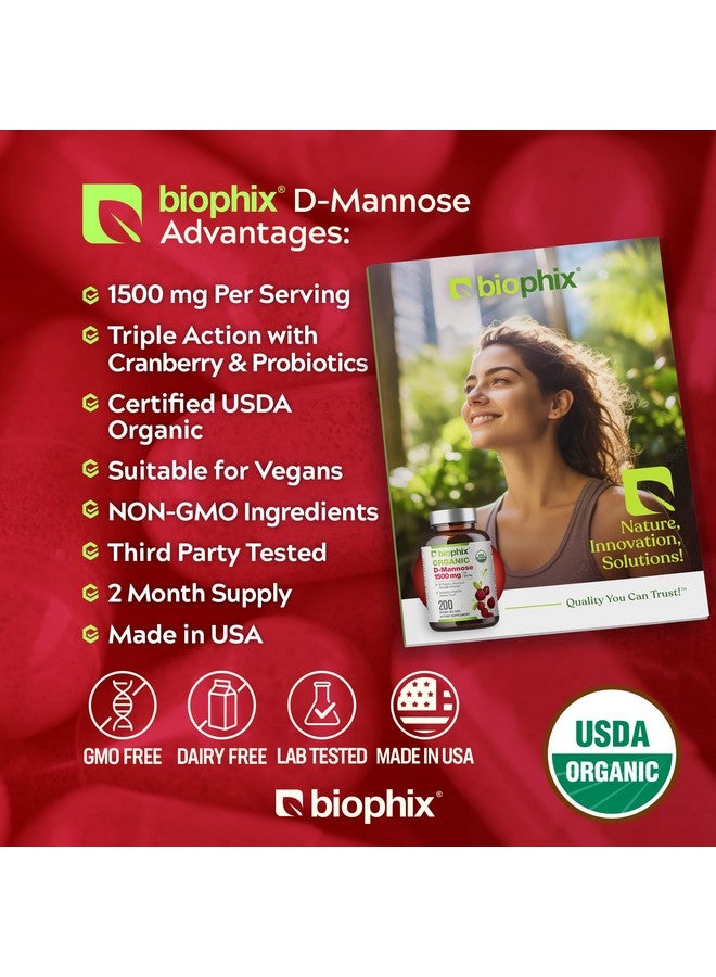 biophix D-Mannose USDA Organic 1500 mg 200 Veggie Caps - Supports a Healthy Bladder Urinary Tract, Non-GMO, Vegan-Friendly - Image 3