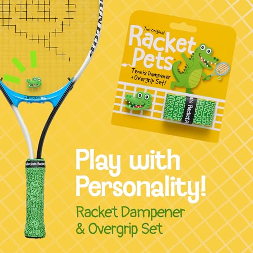 Racket Pets Kids Tennis Racket Dampener & Matching Overgrip Tape, Performance Shock Absorbing Dampener for Tennis Racket & Fun Animal Print Tennis Wrap Grip Tape (Alligator) - Image 2