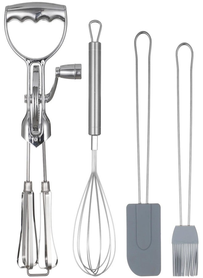 Homaisson Rotary Egg Beater Set, Manual Rotating Beater with Mixer, Silicone Brush, and Spatula, Double-head Hand Push Whisk, Household Ehisk Accessories for Baking - Image 5