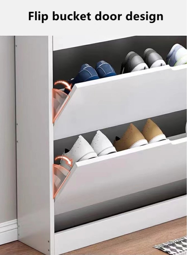 Kutis 3-Tier Shoe Cabinet Storage Shoe Rack Storage Organizer Density Board White 100x17x110 cm - Image 3