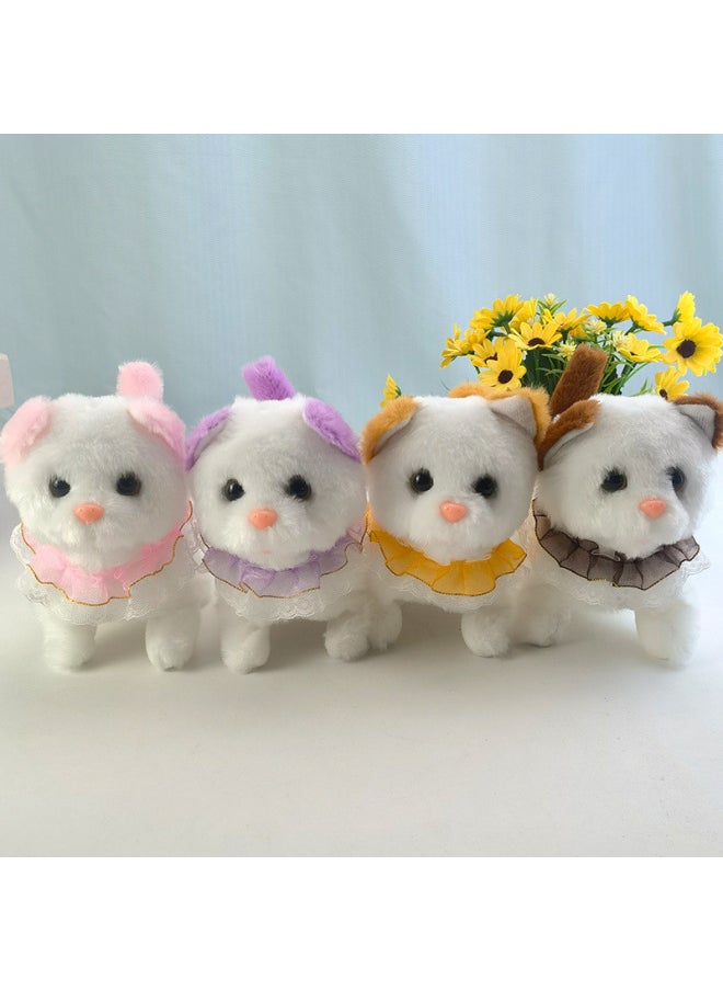 Electric Plush Kitten Toy Walking Will Call Will Move Simulation Cat Plush Toy Cat Pet Children's Gift-Color:Collar Lace Kitten (yellow) Called Drum Sound  - Image 3