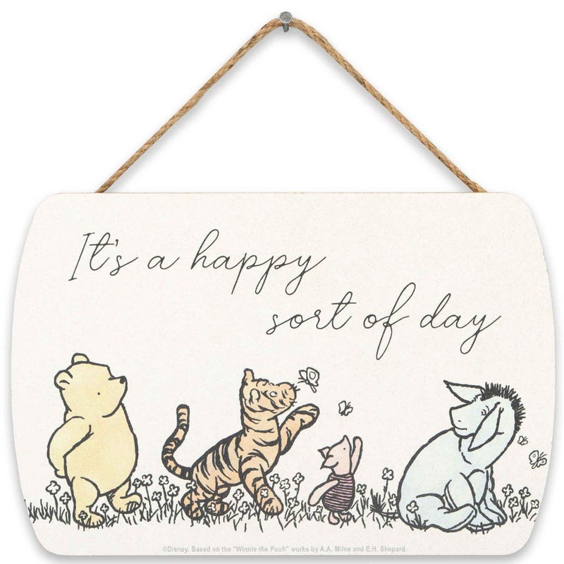 Open Road Brands Disney Winnie the Pooh and Friends Happy Sort of Day Hanging Wood Wall Decor Vintage Winnie the Pooh Sign for Bedroom or Nursery - Image 2