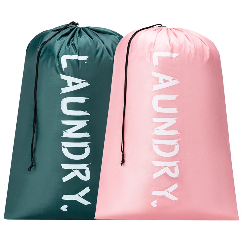 Aegero 2 Pack 28"" X 40""Travel Laundry Bag, Machine Washable Dirty Clothes Organizer With Drawstring,Large Enough To Hold 4 Loads Of Laundry, Easy Fit A Laundry Hamper Or Basket Travel Essentials - Image 1