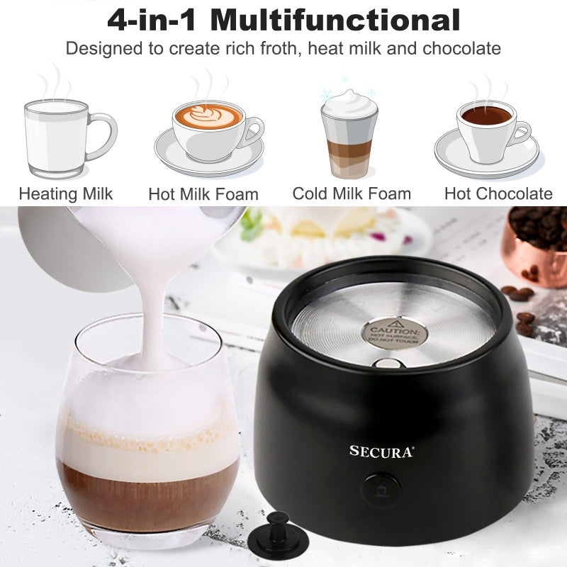 Secura Detachable Milk Frother, 17oz Electric Milk Steamer Stainless Steel, Automatic Hot/Cold Foam and Hot Chocolate Maker with Dishwasher Safe, 120V - Image 2