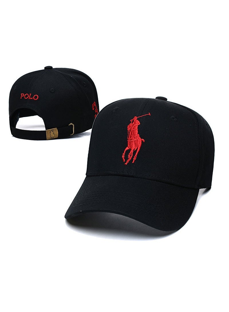 Polo Ralph Lauren Black Baseball Cap with Red Embroidered Polo Player Logo