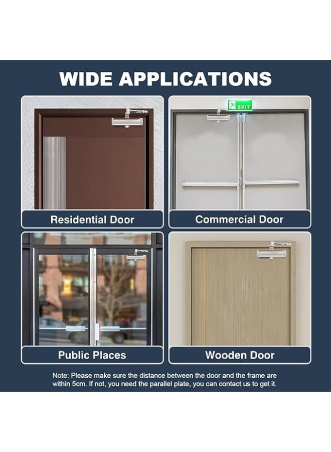 Heavy-Duty Hydraulic Door Closer – 80–150KG, Size 3 Adjustable Spring, Metal Aluminum Finish - Image 5