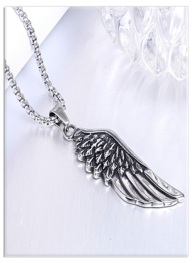 Xusamss Hip Hop Titanium Steel Angel Wing Pendant Necklace With 24" Chain - Image 3