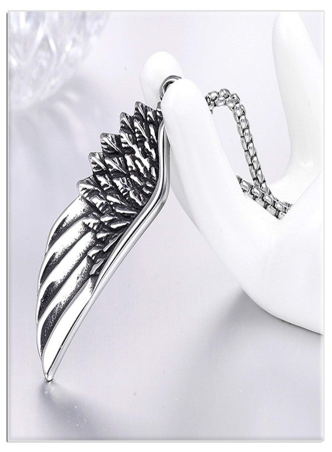 Xusamss Hip Hop Titanium Steel Angel Wing Pendant Necklace With 24" Chain - Image 5