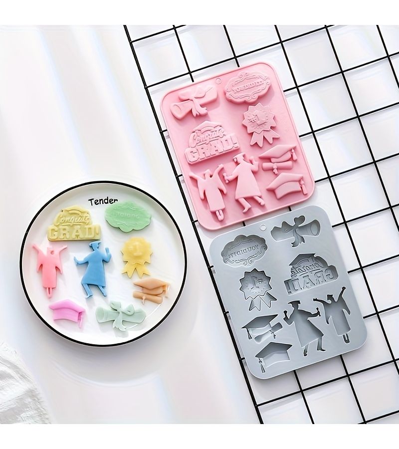 Pink Academy Graduation Silicone Chocolate Mold Baking Tool Cake Mold - Image 2