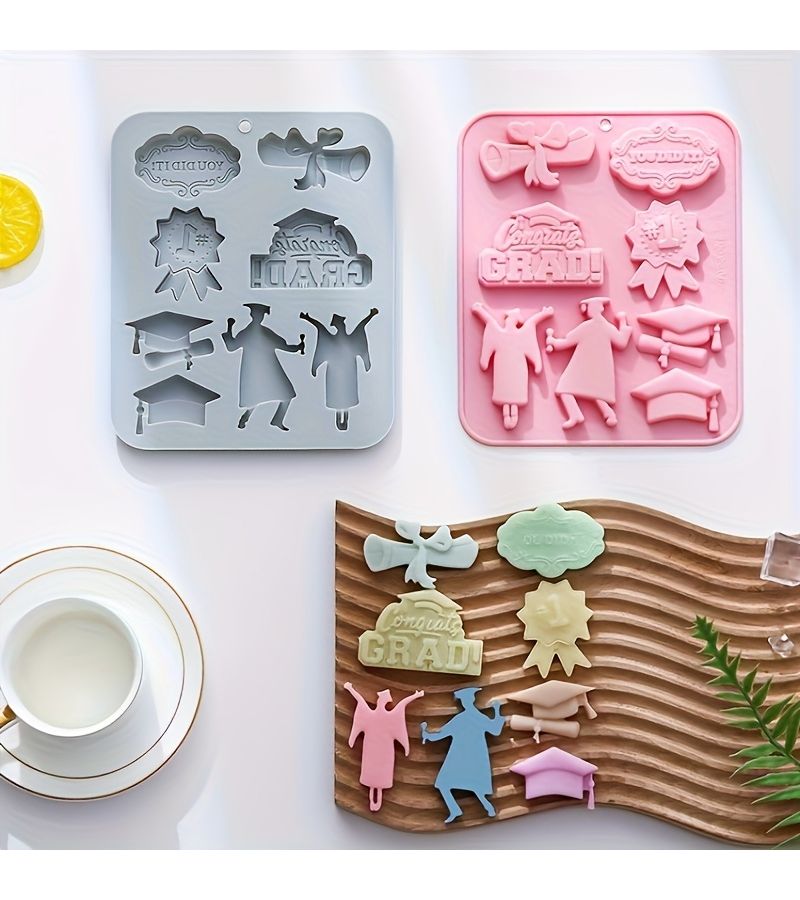 Pink Academy Graduation Silicone Chocolate Mold Baking Tool Cake Mold - Image 1