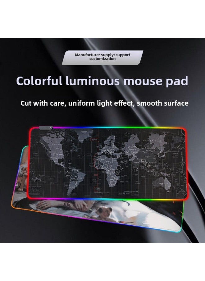 Generic - RGB Cool Gaming Luminous Mouse Pad Oversized Thickened Table Pad E-Sports Keyboard Pad Anti-Slip Pad Wrist Pad-Color:30.80.4-Pattern:ICE Shooter - Image 1
