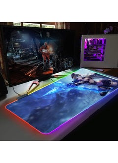 RGB Cool Gaming Luminous Mouse Pad Oversized Thickened Table Pad E-Sports Keyboard Pad Anti-Slip Pad Wrist Pad-Color:30.80.4-Pattern:ICE Shooter