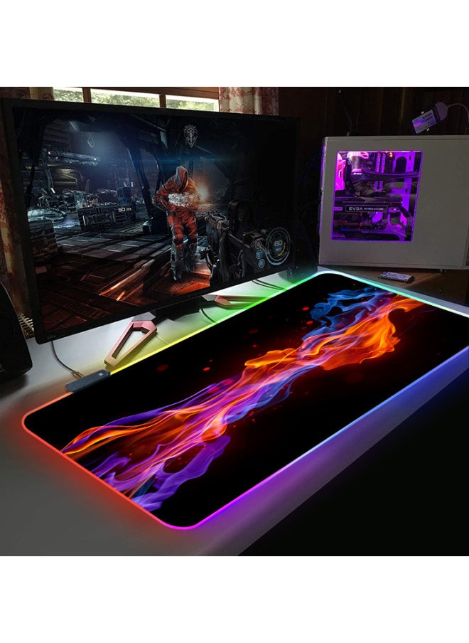Generic - RGB Cool Gaming Luminous Mouse Pad Oversized Thickened Table Pad E-Sports Keyboard Pad Anti-Slip Pad Wrist Pad-Color:30.80.4-Pattern:ICE Shooter - Image 1