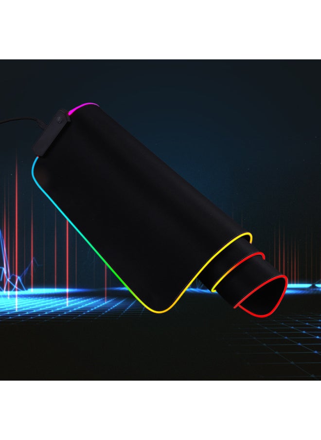 Generic - RGB Cool Gaming Luminous Mouse Pad Oversized Thickened Table Pad E-Sports Keyboard Pad Anti-Slip Pad Wrist Pad-Color:30.80.4-Pattern:ICE Shooter - Image 1