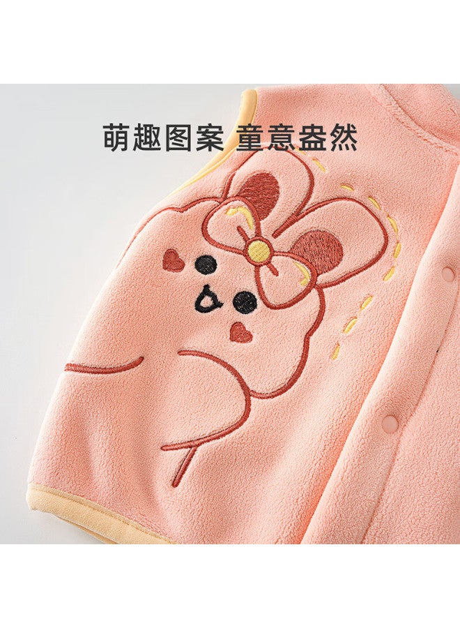 Shubeyi Children's Vest Baby Vest Boys And Girls Stand-up Collar Vest Shoulder Spring And Autumn Jacket Top Bunny 73cm