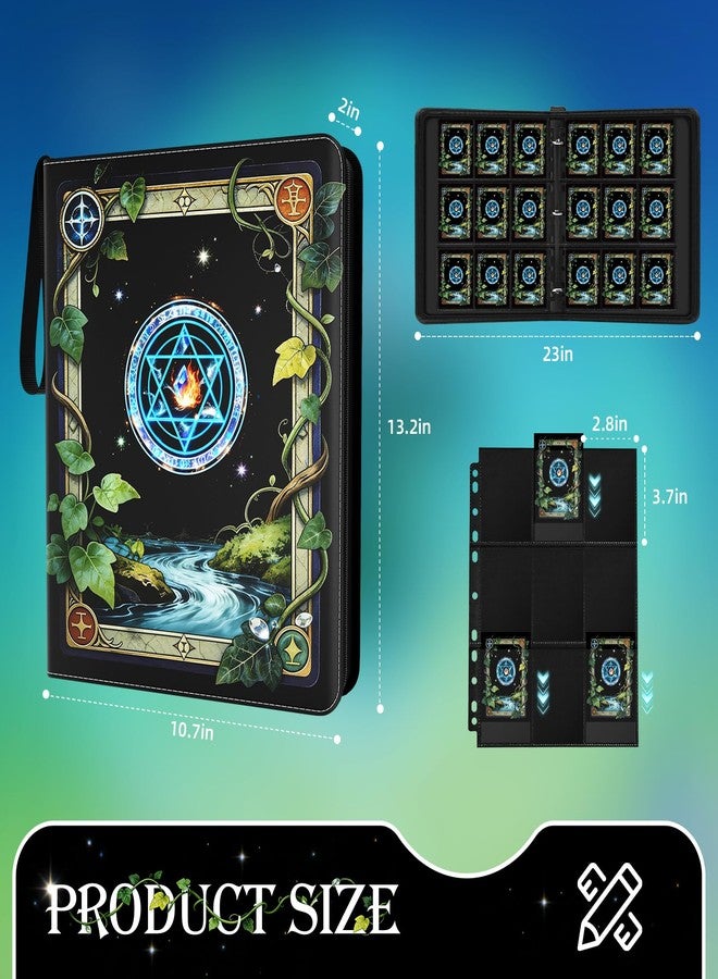 OSTENBIG Trading Card Binder, Card Collection Binder 9 Pocket with 50 Removable Sleeves - 900-Pocket Compact 3-Ring Zipper Album, Durable Trading Card Holder for TCG/MTG Collectors (Elemental ring) - Image 3