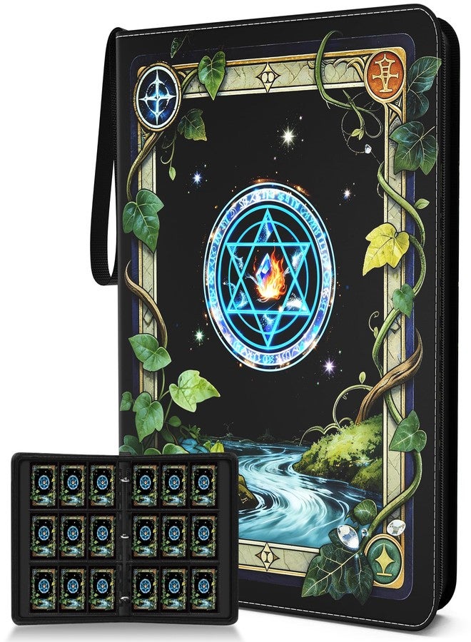 OSTENBIG Trading Card Binder, Card Collection Binder 9 Pocket with 50 Removable Sleeves - 900-Pocket Compact 3-Ring Zipper Album, Durable Trading Card Holder for TCG/MTG Collectors (Elemental ring) - Image 1