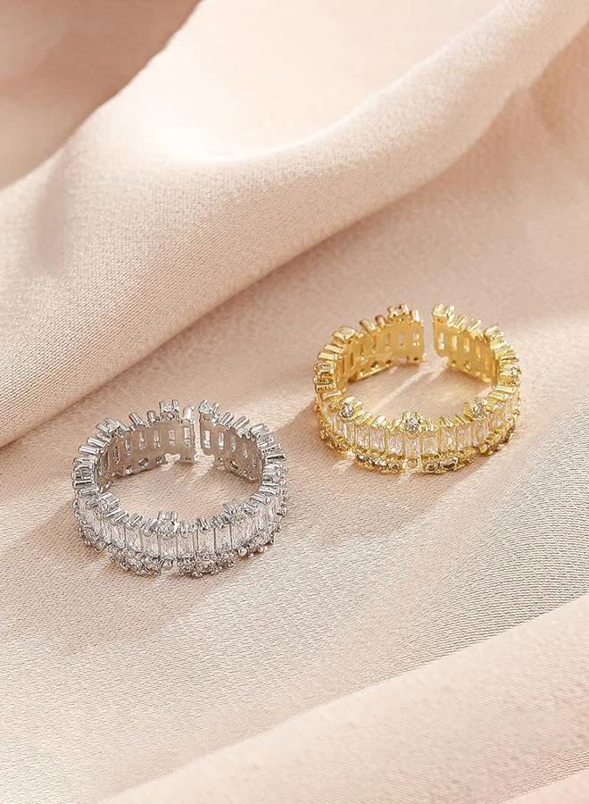 Take Two  Gold Tone Embellished Zirconia Ring for Women | Best Price UAE