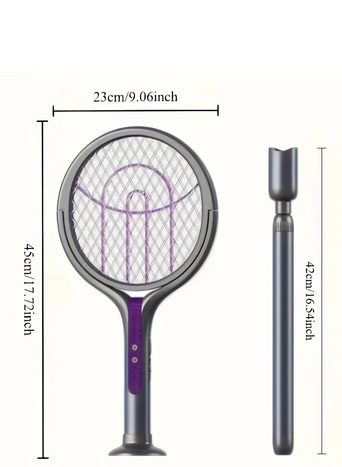 M MIAOYAN 2-in-1 Foldable & Telescopic Electric Mosquito Swatter | Rechargeable Fly Zapper with Rotating Head & Purple UV Light for Indoor & Outdoor Use  - Image 2