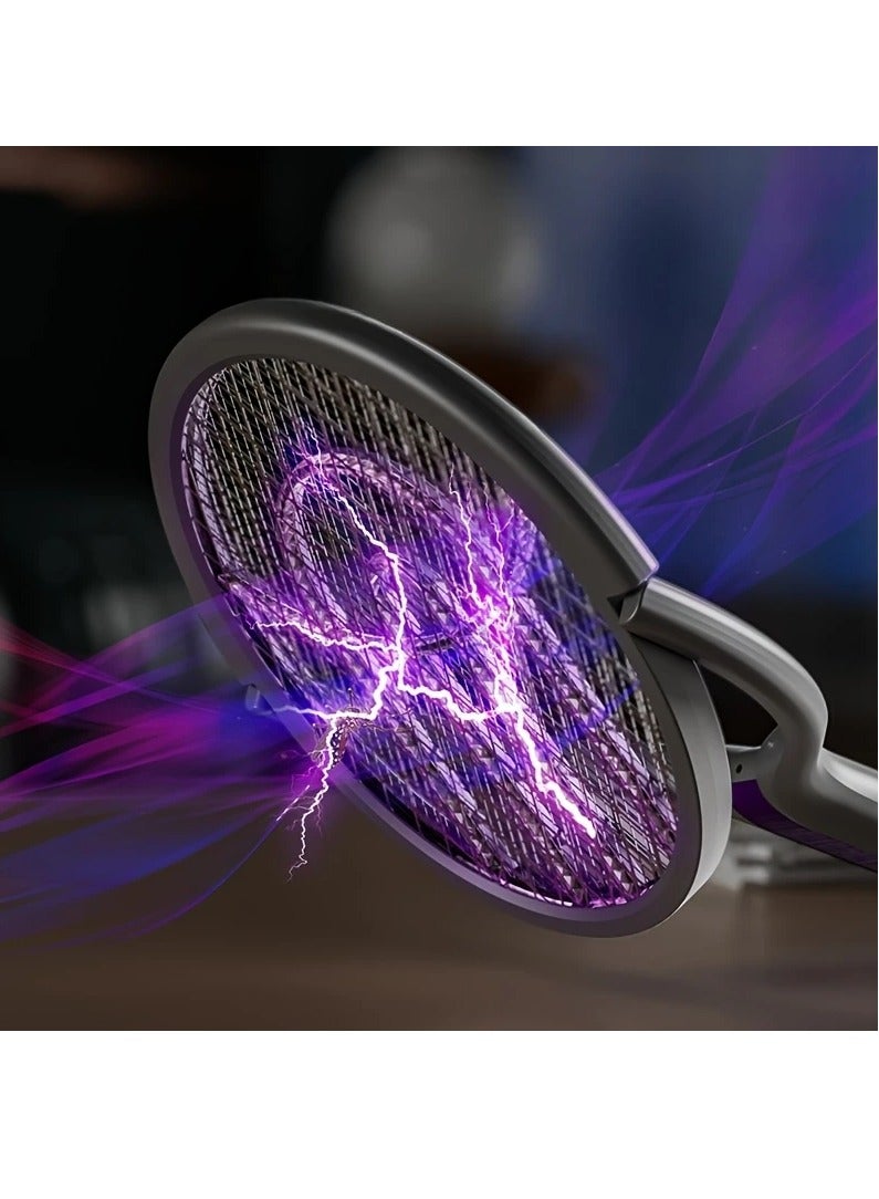 M MIAOYAN 2-in-1 Foldable & Telescopic Electric Mosquito Swatter | Rechargeable Fly Zapper with Rotating Head & Purple UV Light for Indoor & Outdoor Use  - Image 5