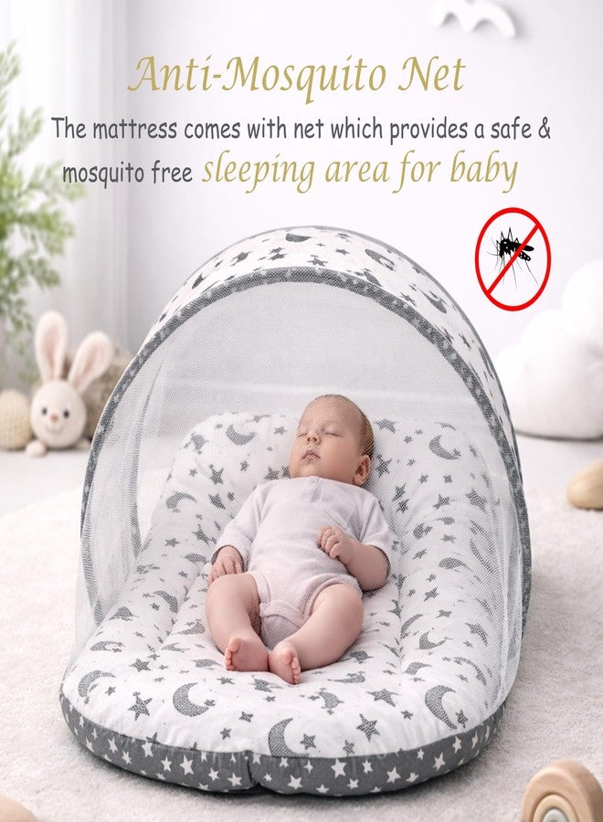 Infantbond Combo of Baby Bed with Net | Carry Bag | 1 Nest Bed(0-6 Months, Baby Size, Cotton) (Nest Set Gray Moon) - Image 5