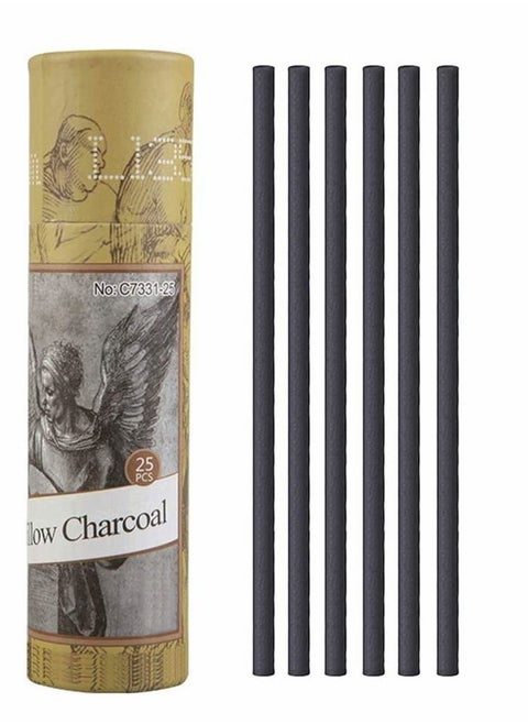 Artist Willow Charcoal Sticks for Sketching and Drawing Charcoal Pencils Approx 25 Sticks Size 4 5mm Dia Compressed Charcoal Sticks Art Supplies Charcoal