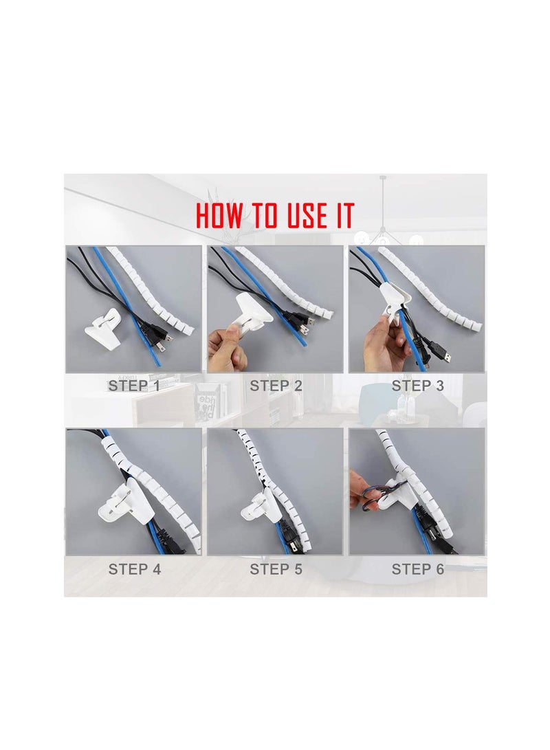 SYOSI Cable Tidy Sleeves,5M Cable Management Wire Tidy Cable Cover Protector with Cord Organizer Clip for PC TV Computer Home and Office Cord Organizer, DIY Flexible - Image 5