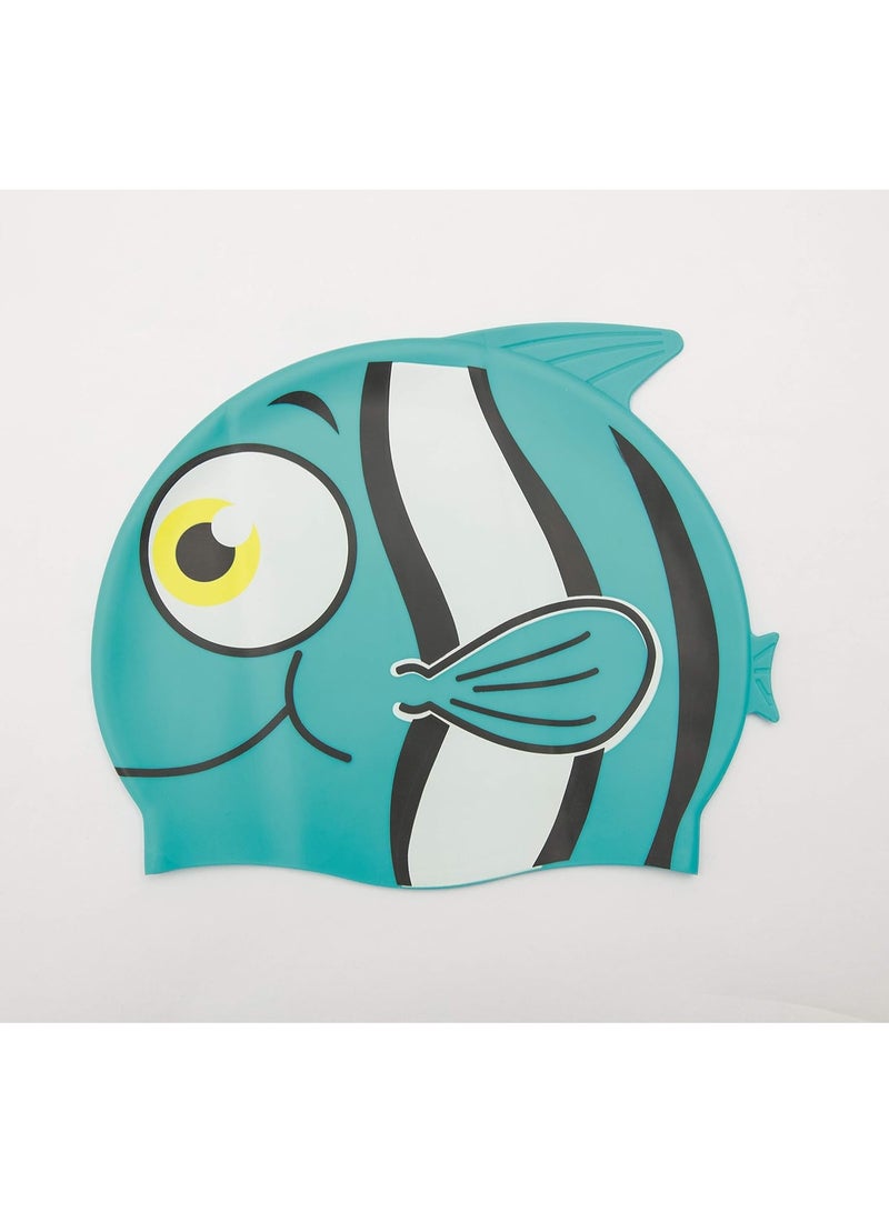 Bestway Hydro-Swim Lil' Buddy Unisex Silicon Swim Cap, Multicolour Fish Design, Ages 3+ - Image 2