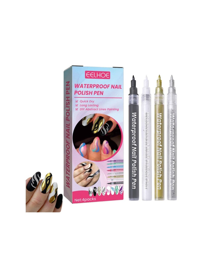 EELHOE Nail Polish Pens 4Pcs Vibrant Colors Smudge Pen For Nail Waterproof Nail Polish Pen For Nail Art DIY Drawing (2Set) - Image 5