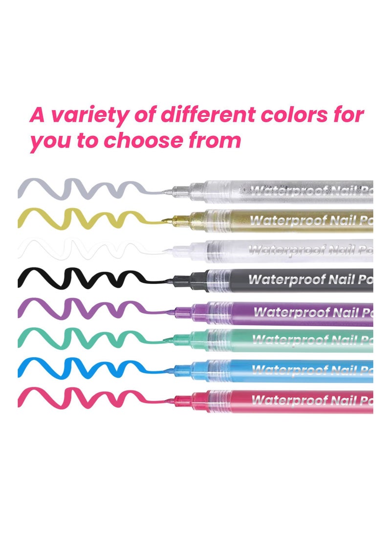 EELHOE Nail Polish Pens 4Pcs Vibrant Colors Smudge Pen For Nail Waterproof Nail Polish Pen For Nail Art DIY Drawing (2Set) - Image 2