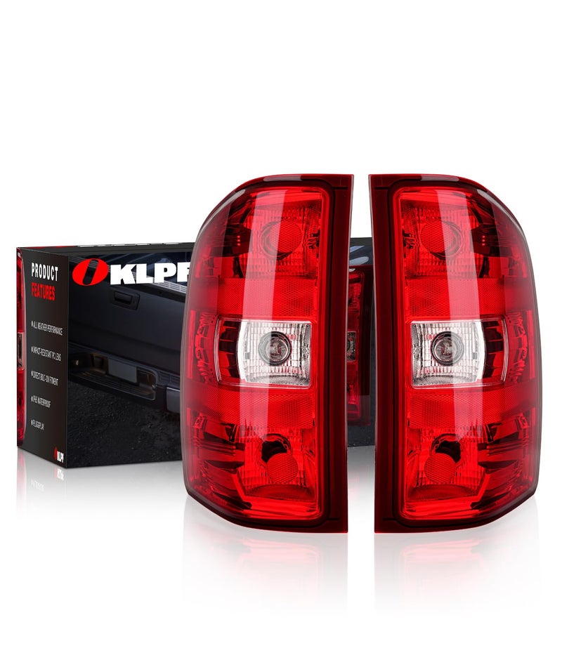 OKLPF Rear Brake Tail Lights Compatible With 20072013 Chevy Silverado 1500 2500HD 3500HDReplacement Red Taillights AssemblyIncluded Bulbs and HarnessDriver and Passenger Side