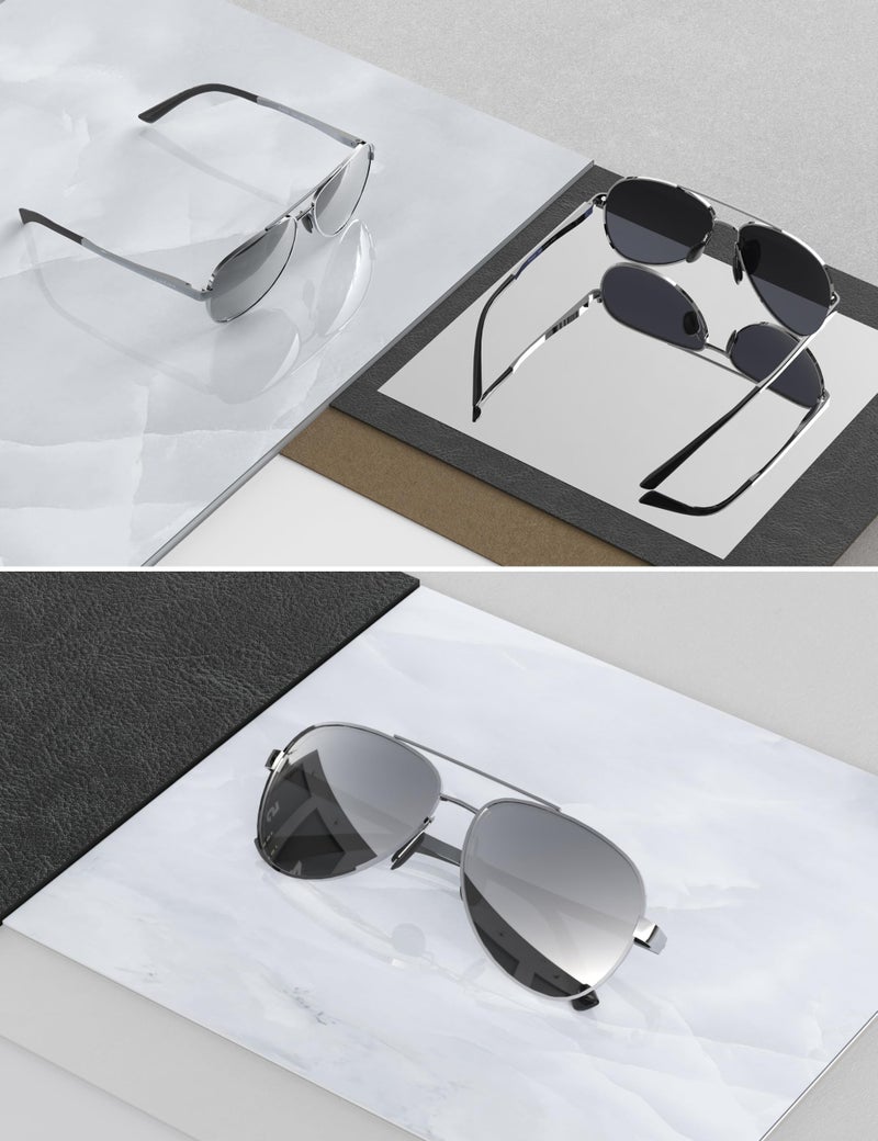 LUENX Aviator Sunglasses for Men Women Polarized - Mirrored Driving uv 400 Protection(Silver) - Image 4