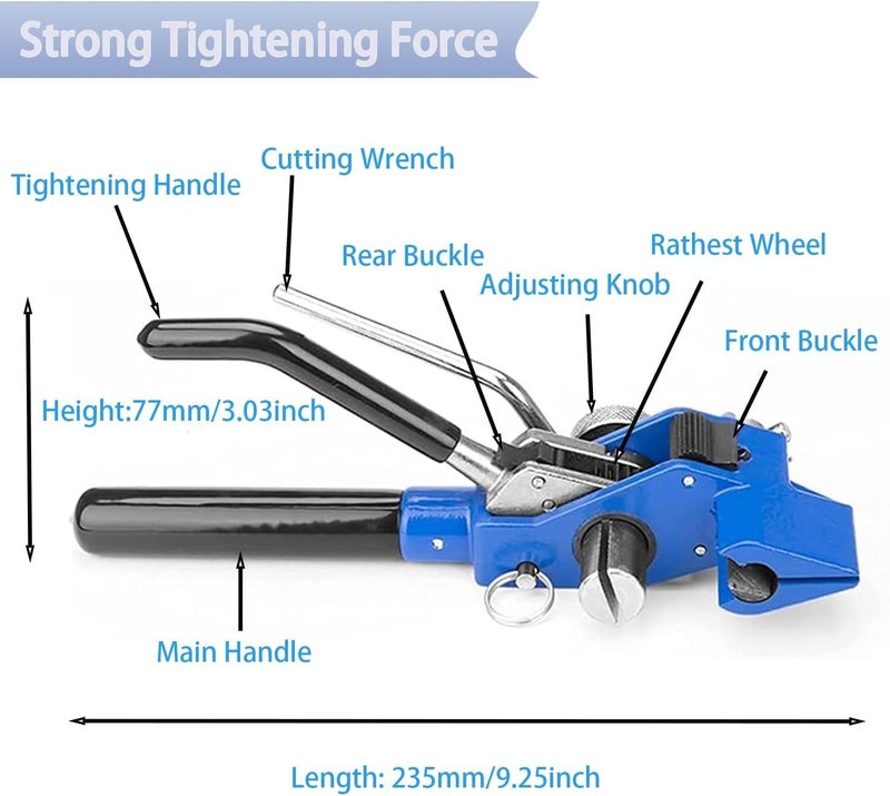 AIWFL Stainless Steel Strapping Tensioner, Banding Tools for Strapping Heavy Duty Banding Tensioner Cutting Tool, Steel Strapping Banding Coil Kit Strapping Gear Bander for Hose Clamps Cable Tie Kit - Image 2