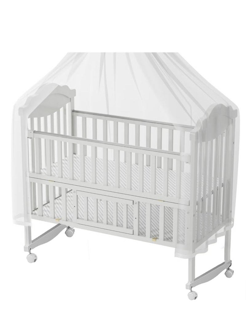 BABYCARA Wooden Babies Bed with Elegant Design With Iron Base 3 Heights and Mosquito Net High Quality Wood For 0-4 Years 120x60cm  - Image 1