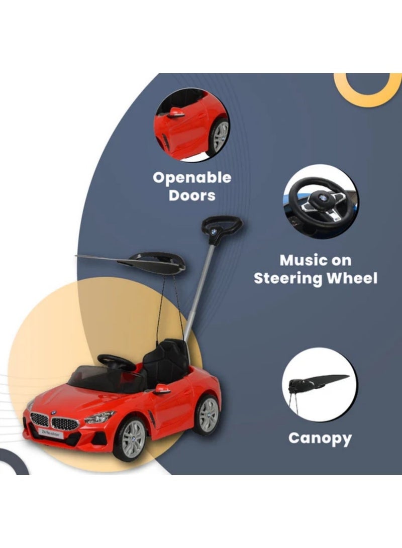 بي إم دبليو سيارة دفع للأطفال مع مظلة - أحمر - Image 5