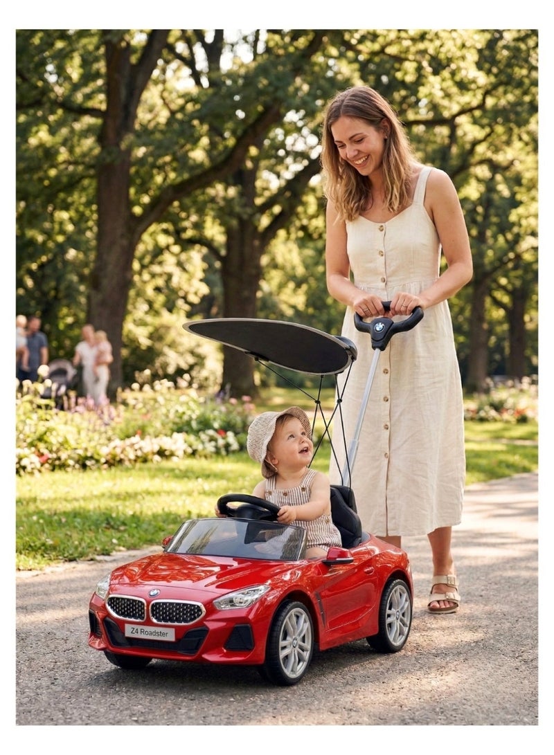 بي إم دبليو سيارة دفع للأطفال مع مظلة - أحمر - Image 2
