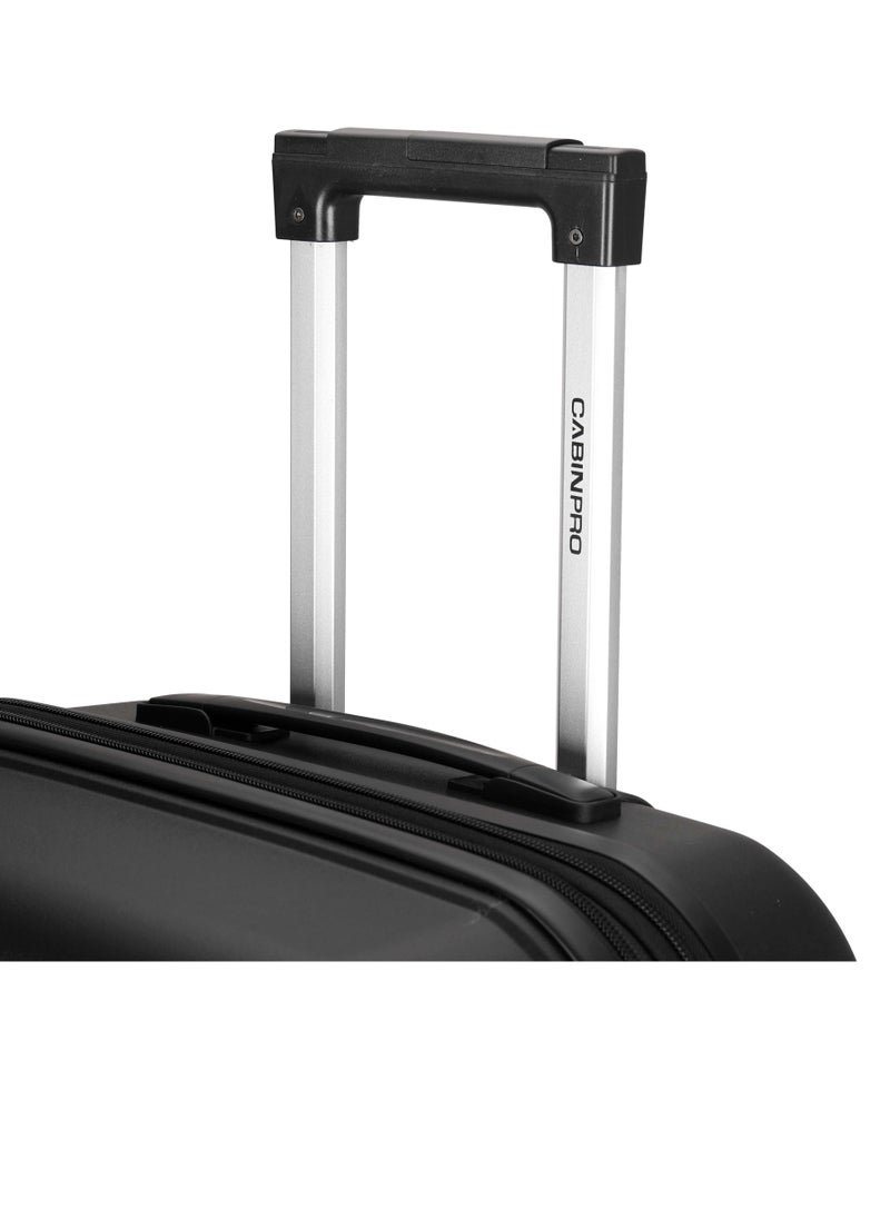 CABINPRO Unisex Expandable PP Fashion Trolley Lightweight Hard Shell Spinner luggage with 360° Degree 4 Twin Wheel and Double Zippers CP003-Black  - Image 4