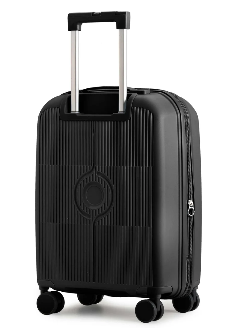 Cabinpro black unisex expandable carry on pp fashion trolley lightweight hard shell spinner luggage with 360° degree 4 twin wheel and double zippers cp003 black  | Best Price UAE