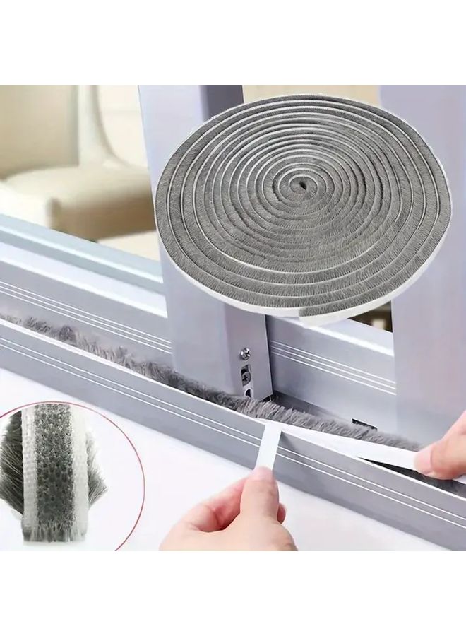 Gray Weather Strip 7mm X 8mm Self Adhesive Soundproof Door Window Seal 196 Inch Roll - Image 1