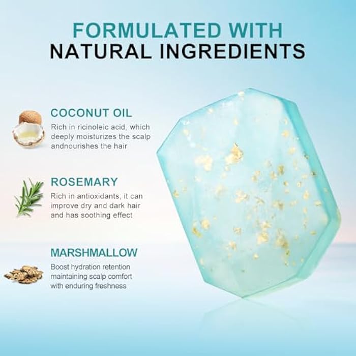 BOLI Rosemary Shampoo Bar, Strengthening & Thickening Hair Soap Bar for All Hair Types, Bathing Soap Solid Shampoo for Women & Men (Blue-Green) - Image 2