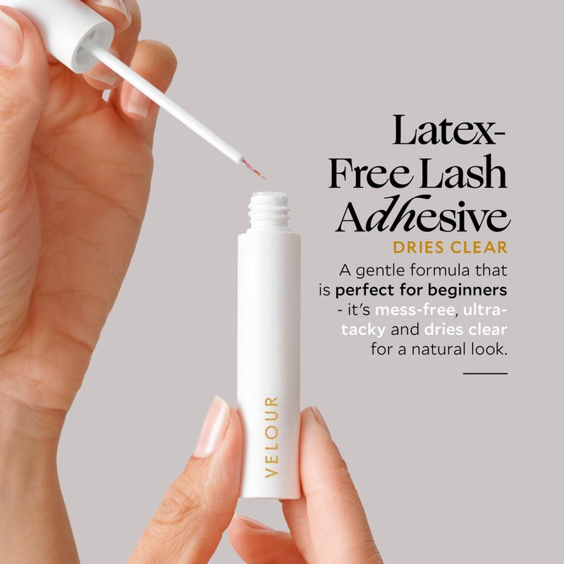 Velour Strong Eyelash Glue â€“ Super Hold Vegan Lash Adhesive, Brush on Applicator â€“ Premium, Latex-Free Individual Bond for Strip Eyelash Extensions, False Lashes (White) - Image 2